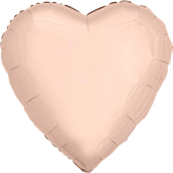 Metallic Rose Gold Heart - 28&quot; Helium Filled Foil Balloon, Ribbon
