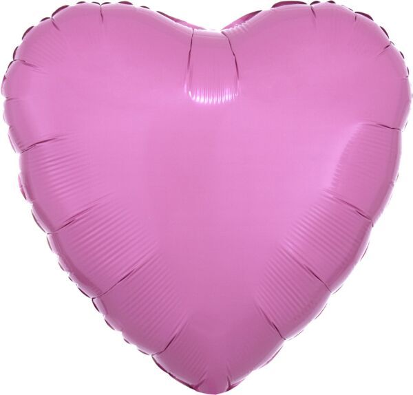 Metallic Pink Heart - 17&quot; Helium Filled Foil Balloon, Ribbon