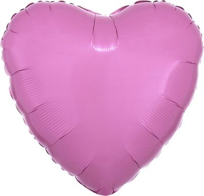 Metallic Pink Heart - 17" Helium Filled Foil Balloon, Ribbon