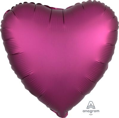 Luxe Pomegranate Heart - 17" Helium Filled Foil Balloon, Ribbon