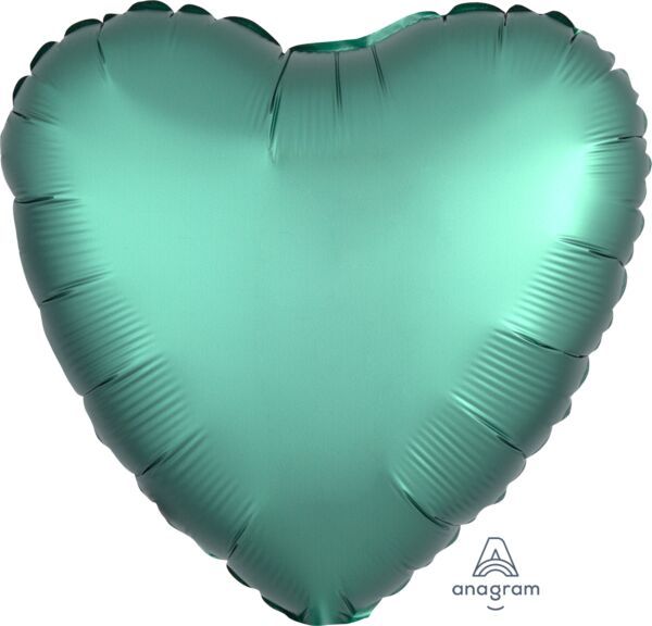Luxe Jade Heart - 17&quot; Helium Filled Foil Balloon, Ribbon
