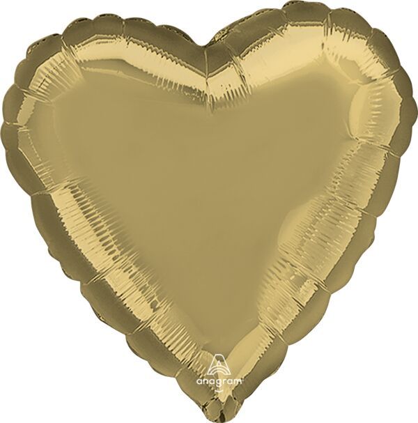 White Gold Heart - 17&quot; Helium Filled Foil Balloon, Ribbon