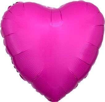 Bright Bubblegum Pink Heart - 17" Helium Filled Foil Balloon, Ribbon