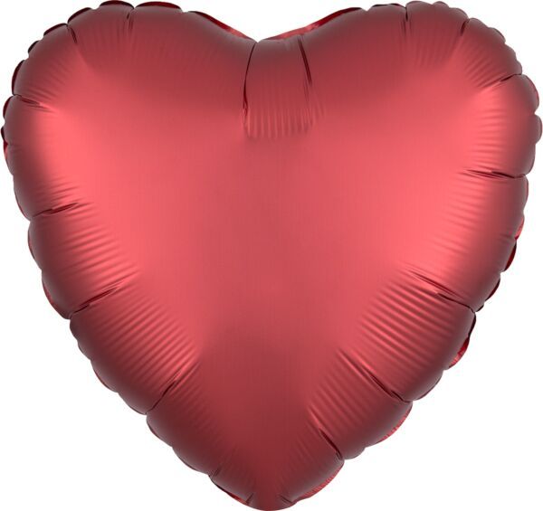 Luxe Sangria Heart - 17&quot; Helium Filled Foil Balloon, Ribbon