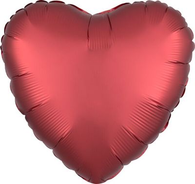 Luxe Sangria Heart - 17" Helium Filled Foil Balloon, Ribbon