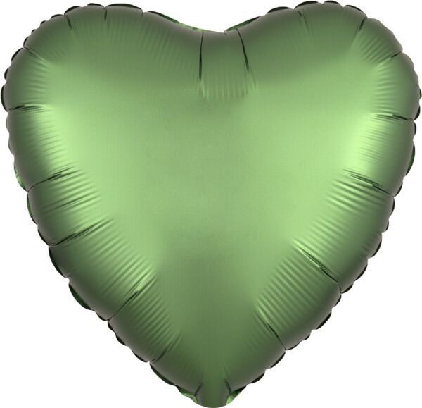 Luxe Emerald Heart - 17&quot; Helium Filled Foil Balloon, Ribbon
