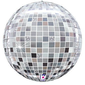 Dimensionals Globe Disco Ball - 15&quot; Helium Filled Foil Balloon, Ribbon