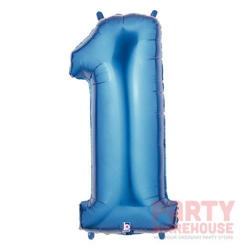 Blue 34" Helium Filled Foil Balloon and Ribbon, Style: #1