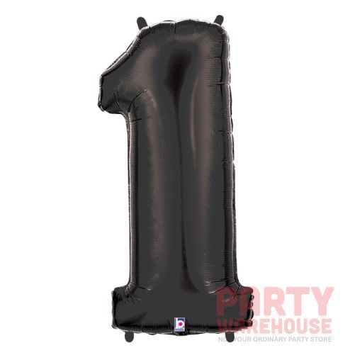 Black 34" Helium Filled Foil Balloon and Ribbon, Style: #1