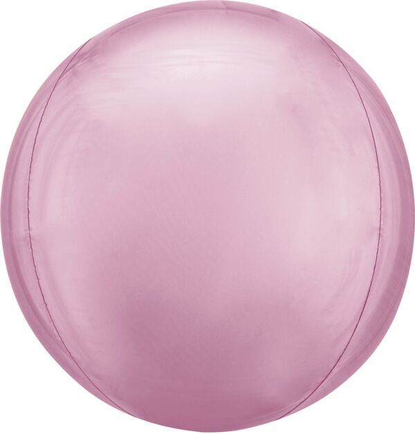 Pastel Pink Orbz - 15&quot; Helium Filled Foil Balloon, Ribbon