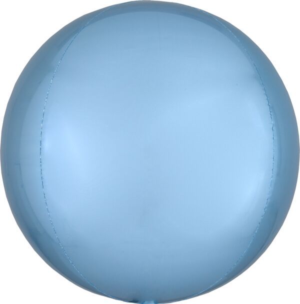 Pastel Blue Orbz - 15&quot; Helium Filled Foil Balloon, Ribbon