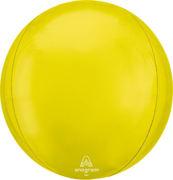 Vibrant Yellow Orbz - 15&quot; Helium Filled Foil Balloon, Ribbon