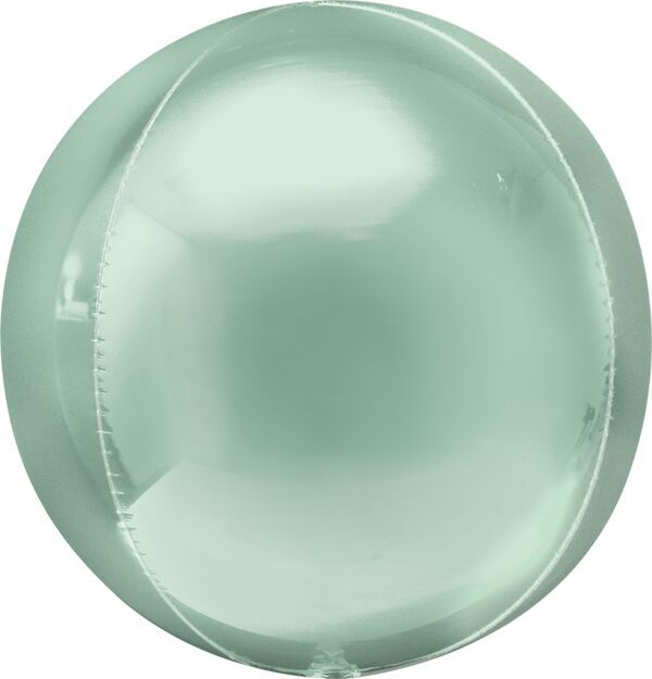 Mint Green Orbz - 15&quot; Helium Filled Foil Balloon, Ribbon