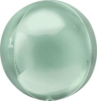 Mint Green Orbz - 15" Helium Filled Foil Balloon, Ribbon