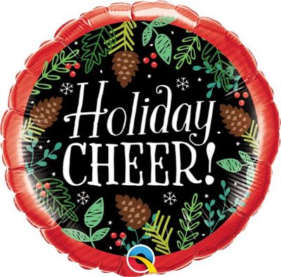 Holiday Cheer Pine Cones - 18&quot; Helium Filled Foil Balloon, Ribbon