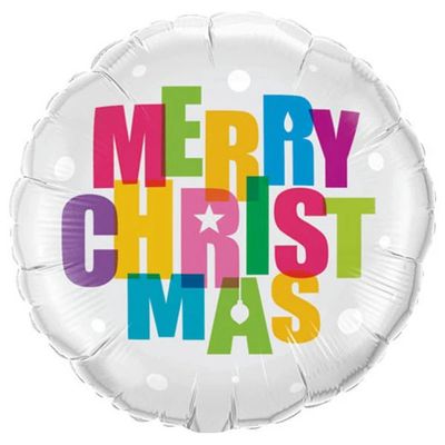 Christmas Colours - 18&quot; Helium Filled Foil Balloon, Ribbon