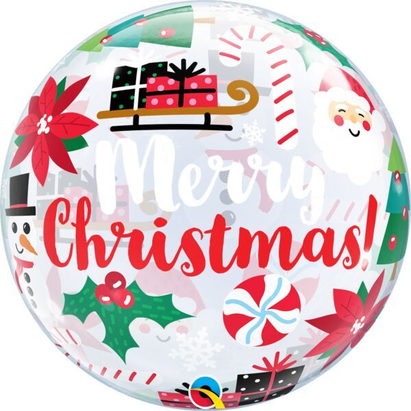 Everything Christmas - 22&quot; Helium Filled Bubble Balloon, Ribbon