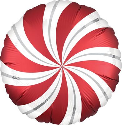 Satin Sangria Candy Swirl - 18&quot; Helium Filled Foil Balloon, Ribbon