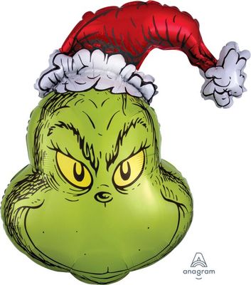 Grinch Stole Christmas - 29&quot; Helium Filled Foil Balloon, Ribbon
