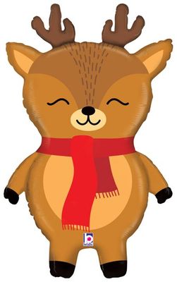 Holiday Reindeer - 29&quot; Helium Filled Foil Balloon, Ribbon