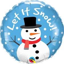Let it Snow Snowman - 18" Helium Filled Foil Balloon, Ribbon