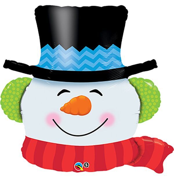 Smilin Snowman - 36" Helium Filled Foil Balloon, Ribbon