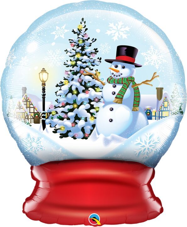 Snow Globe - 36" Helium Filled Foil Balloon, Ribbon