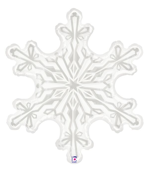 Clear Snowflake - 38" Helium Filled Foil Balloon, Ribbon