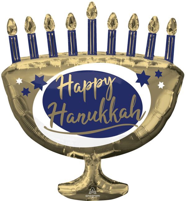 Elegant Metals Menorah  - 29&quot; Helium Filled Foil Balloon, Ribbon