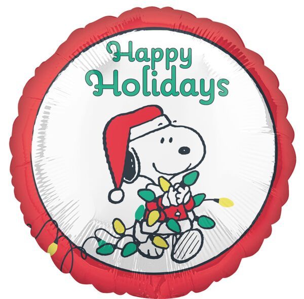 Peanuts Happy Holidays - 17&quot; Helium Filled Foil Balloon, Ribbon