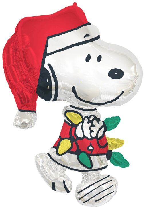 Peanuts Santa Snoopy - 29&quot; Helium Filled Foil Balloon, Ribbon