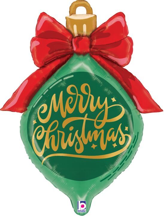 Satin Christmas Ornament - 31&quot; Helium Filled Foil Balloon, Ribbon
