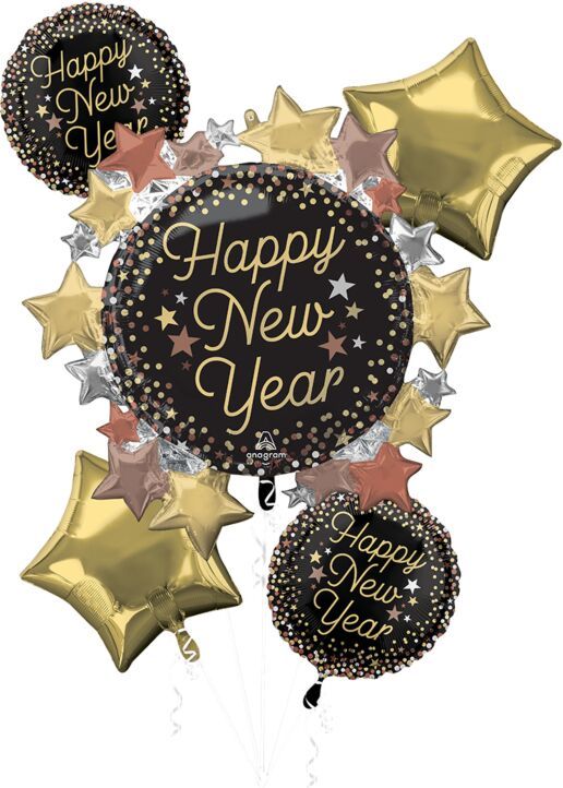 Bouquet Luxe New Year - Helium Filled Foil Balloon, Ribbon