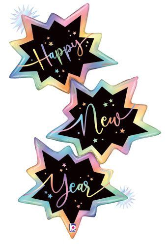 Opal New Year Trio - 51&quot; Helium Filled Foil Balloon, Ribbon
