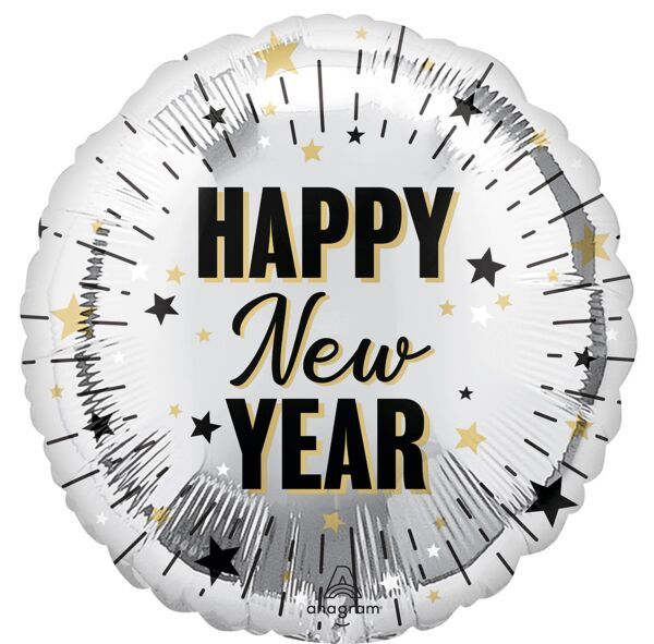 Elegant New Year Celebration - 17&quot; Helium Filled Foil Balloon, Ribbon