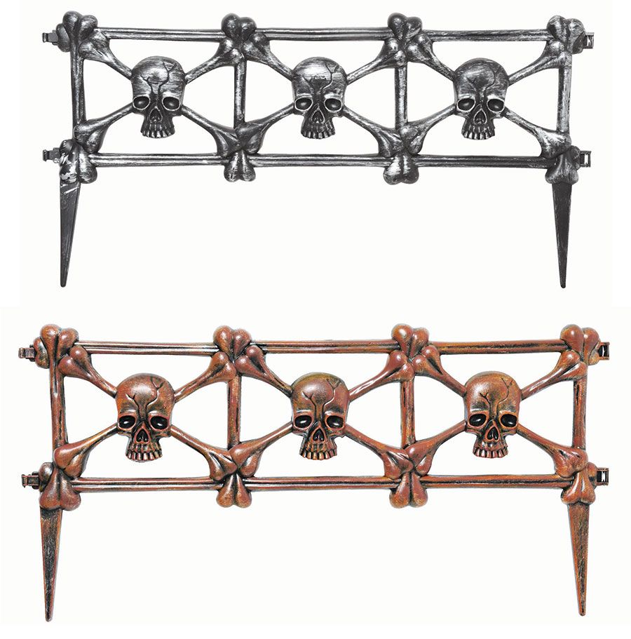 22" Graveyard Fence 3 Ct, Color: Black and Silver, Size: 22"w x 11" h each