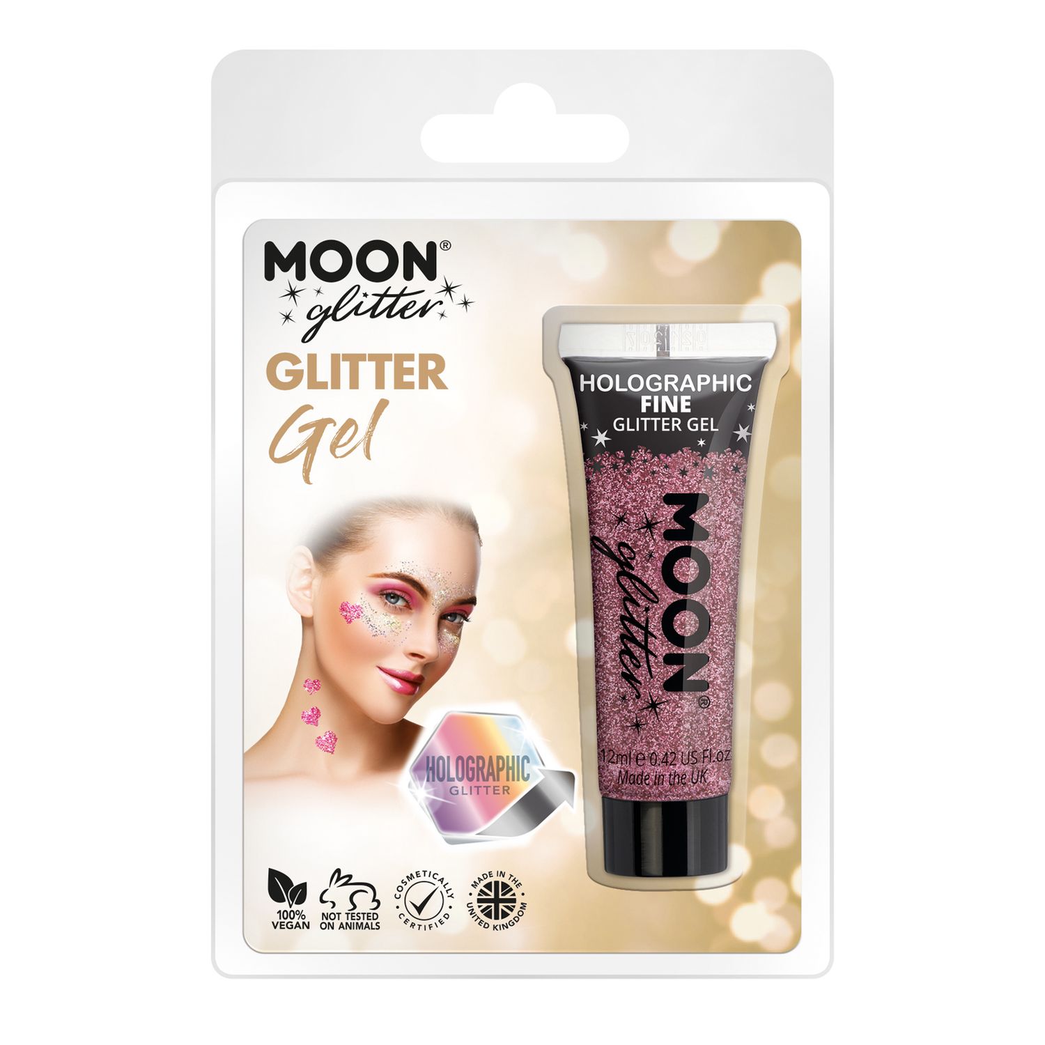 Holographic Fine Glitter Gel 12mL - , Color: Pink