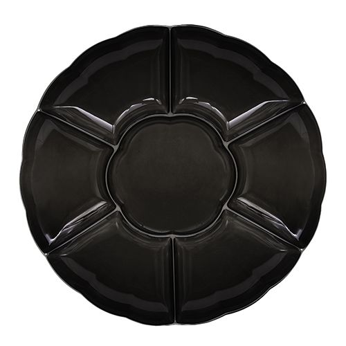 7 Section Round Tray -, Color: Black