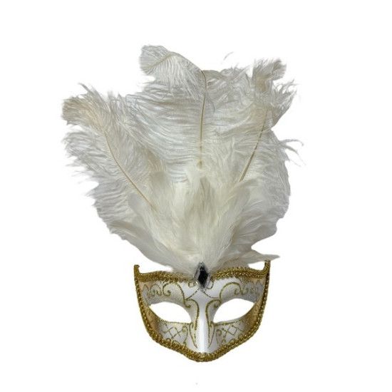 Mask w/ Middle Feathers -, Color: White