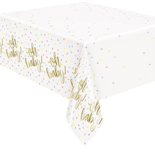 Oh Baby Gold  - Plastic Tablecover 54" X 84"
