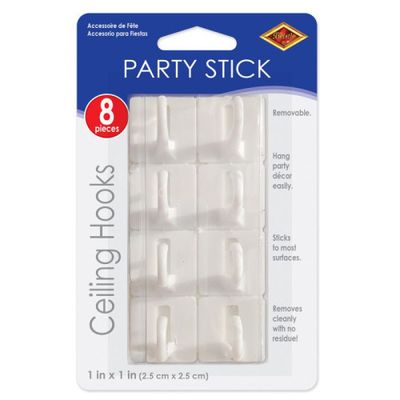 Party Stick Ceiling Hooks 8ct 1" x 1"