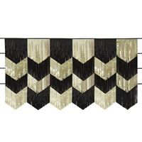 Scalloped Fringe Backdrop Black/Gold 6ft