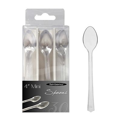Mini Spoons 4" Clear - 30ct