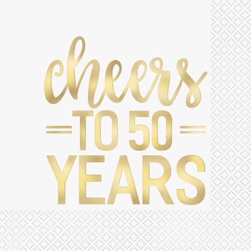 Cheers to 50 Years -Gold Foil Luncheon Napkins  16ct