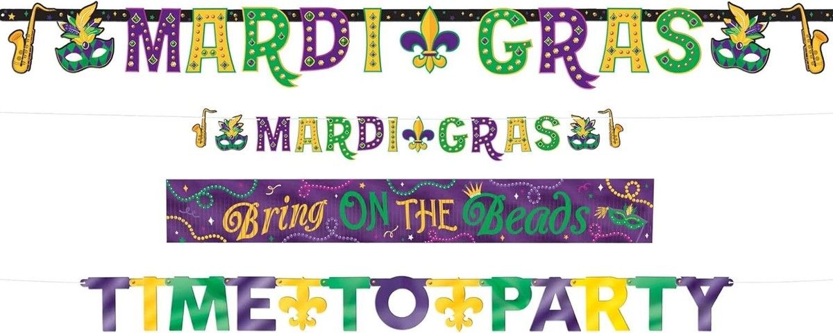 Mardi Gras Banner Set 4ct