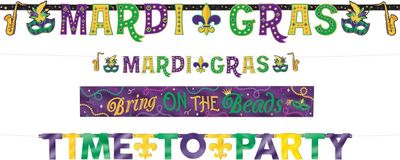 Mardi Gras Banner Set 4ct
