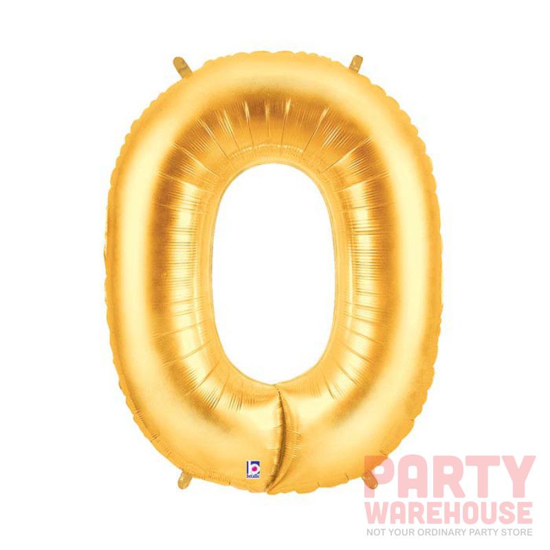 Gold 34" Helium Filled Number Foil Balloon and Ribbon, Style: #0