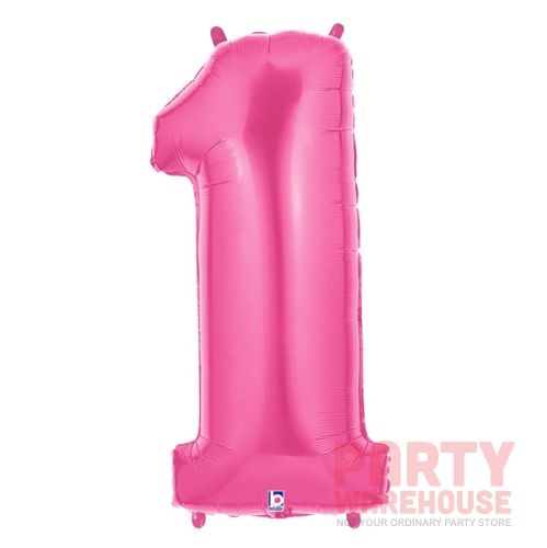 Pink 34" Helium Filled Foil Balloon and Ribbon, Style: #1