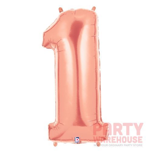 Rose Gold 34" Helium Filled Foil Balloon and Ribbon, Style: #1