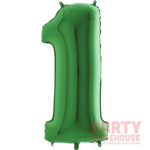 Green 34" Helium Filled Foil Balloon and Ribbon, Style: #1